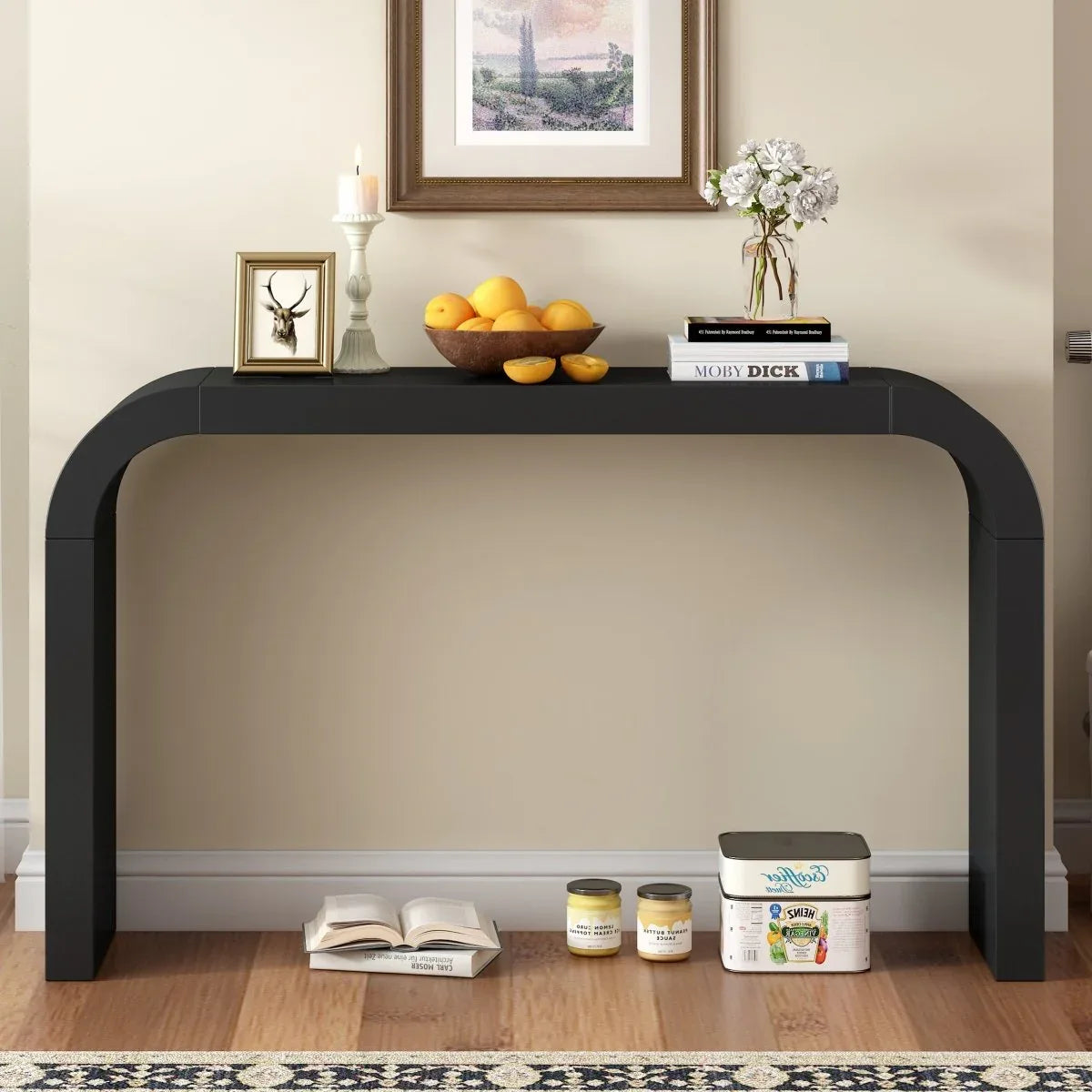 Modern Minimalist Black MDF Console Table 52-Inch - Omega Lifestyles