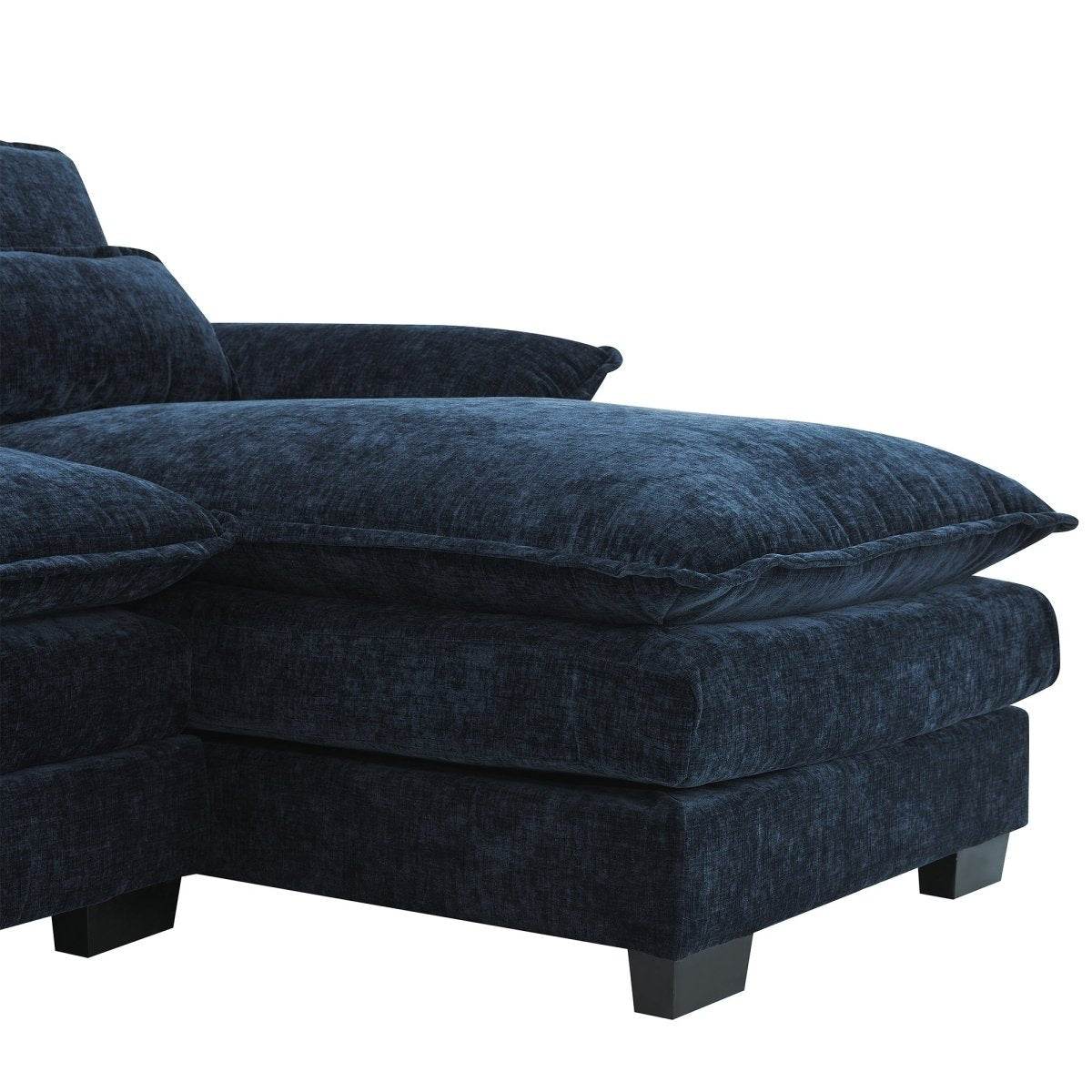 Modern Modular U-Shaped Chenille Sofa With Chaise And Pillows - Omega Lifestyles