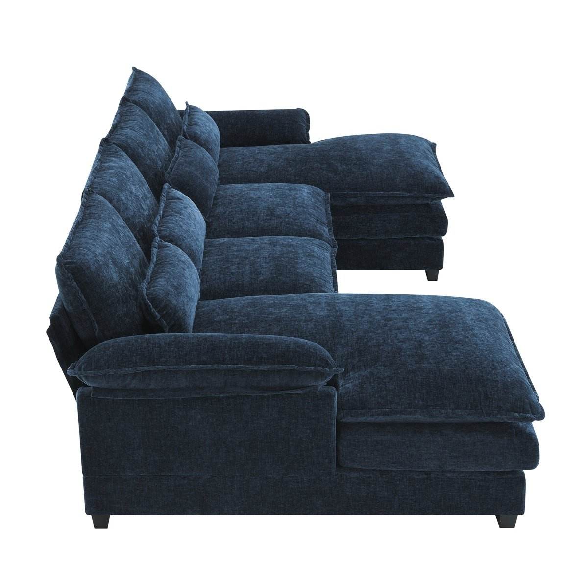 Modern Modular U-Shaped Chenille Sofa With Chaise And Pillows - Omega Lifestyles
