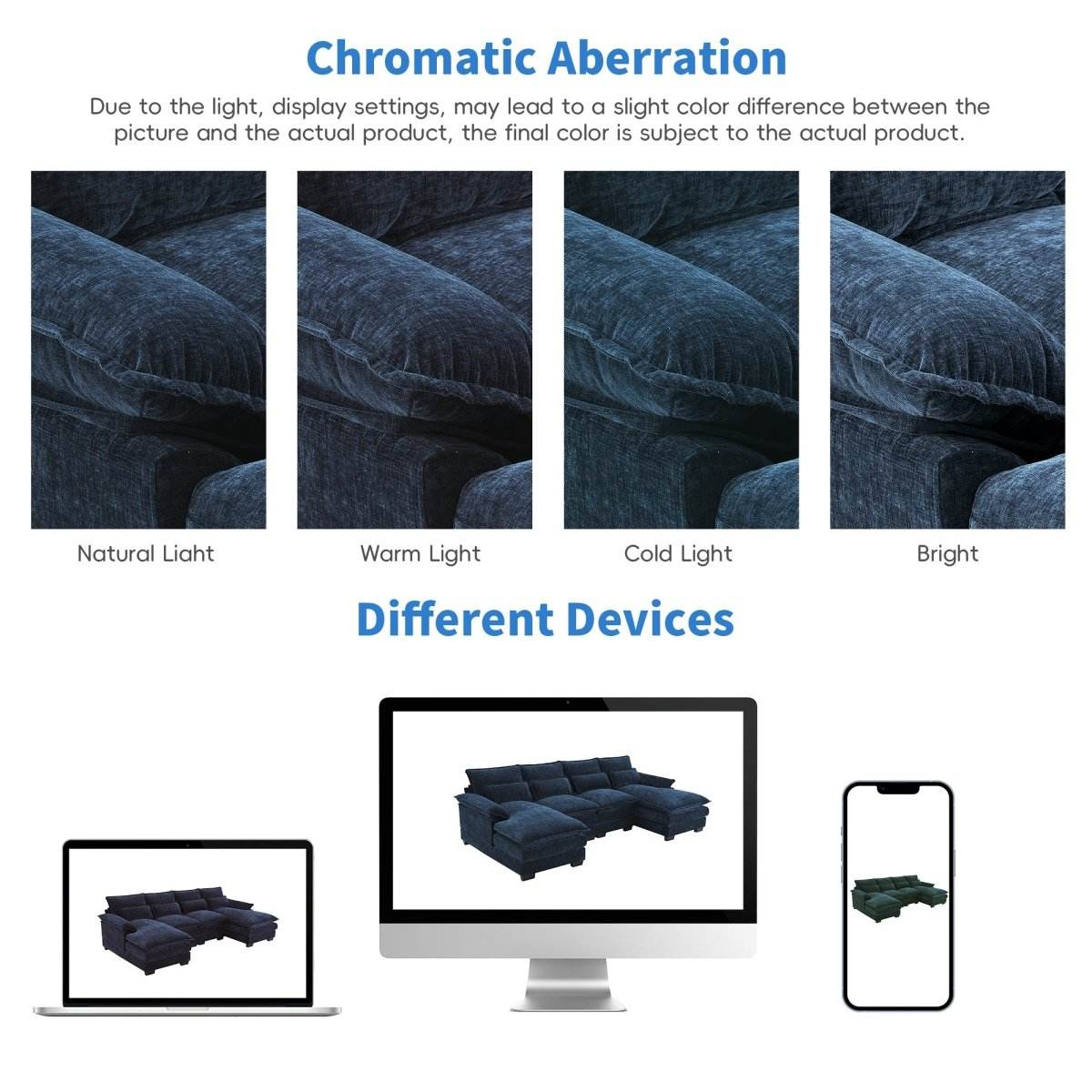 Modern Modular U-Shaped Chenille Sofa With Chaise And Pillows - Omega Lifestyles