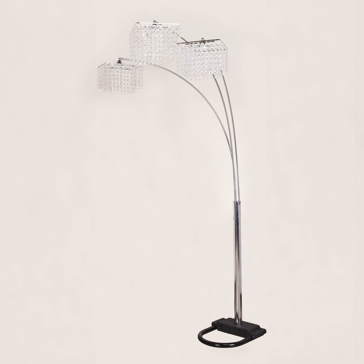 Modern Multi-Head Crystal Accents Arc Floor Lamp - Sleep Galleria