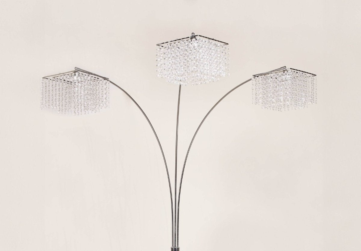 Modern Multi-Head Crystal Accents Arc Floor Lamp - Sleep Galleria