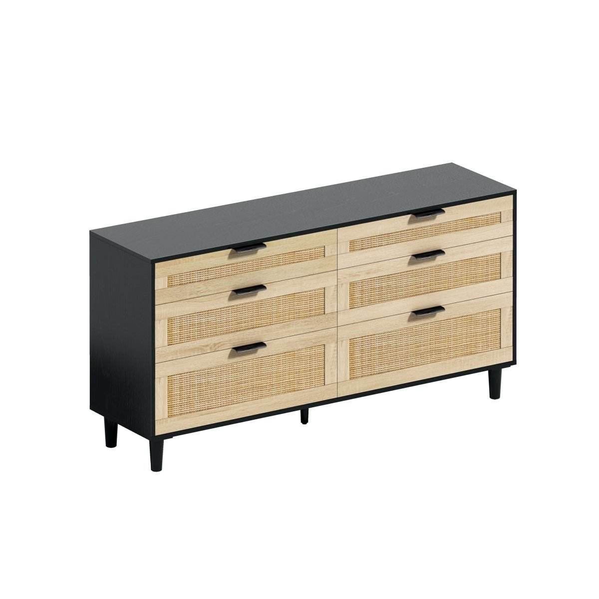 Modern Natural Rattan 6-Drawer MDF Dresser - Sleep Galleria
