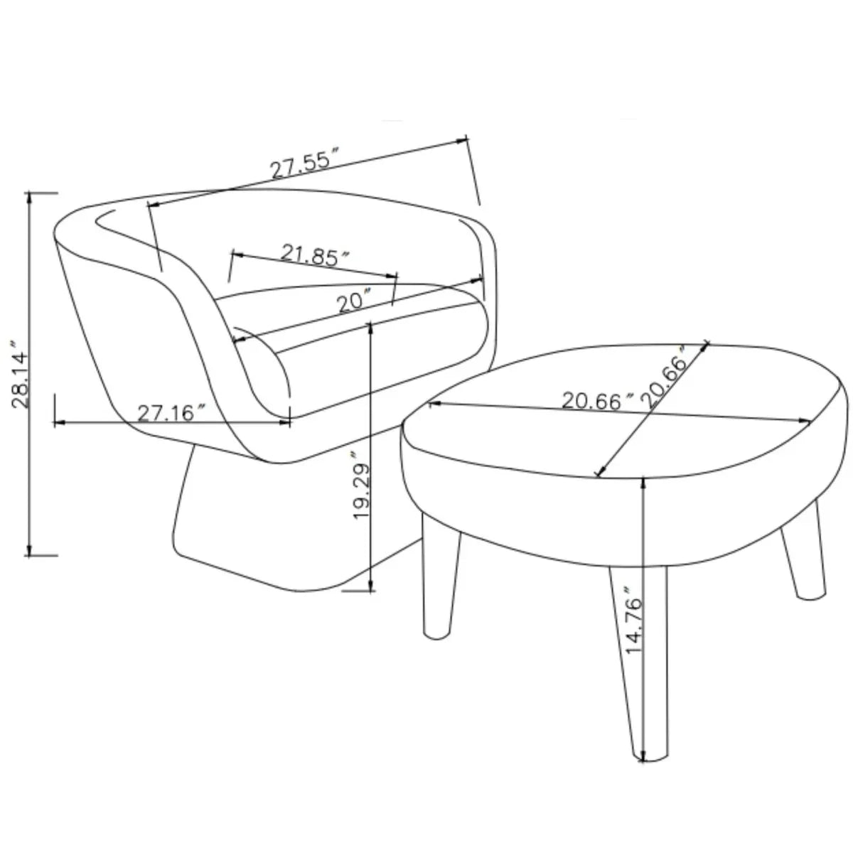Modern Orange Fabric Swivel Lounge Chair With Ottoman - Omega Lifestyles