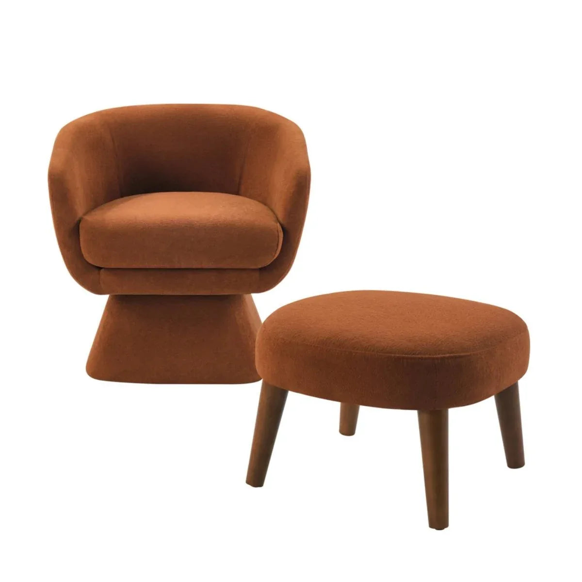 Modern Orange Fabric Swivel Lounge Chair With Ottoman - Omega Lifestyles