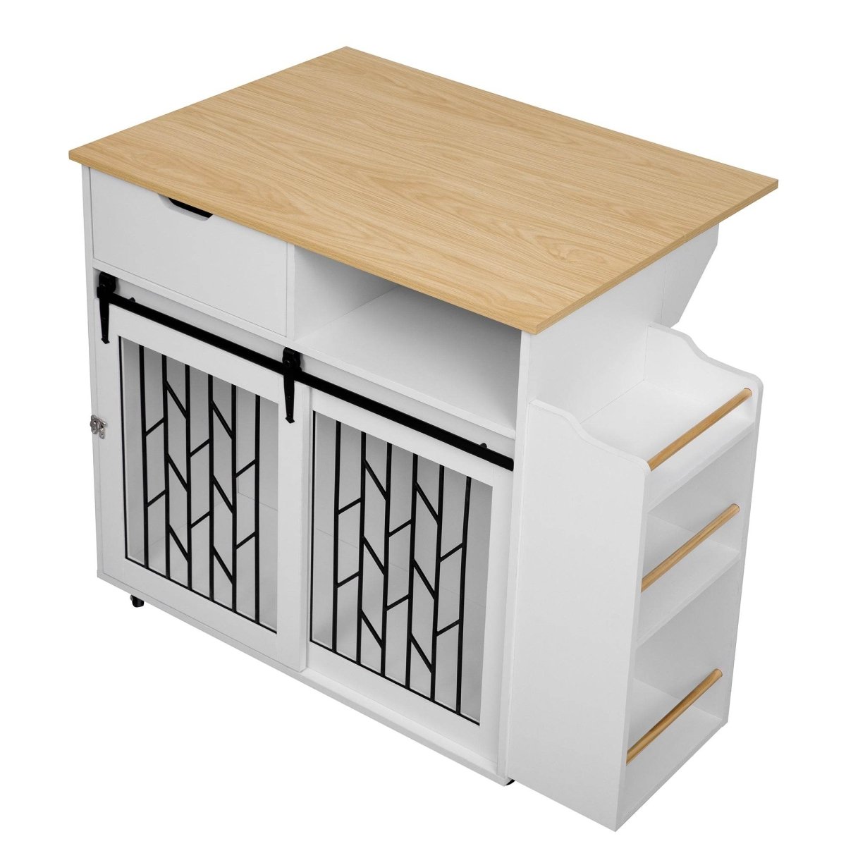 Modern Pet Friendly Dog Crate Kitchen Island End Table - Sleep Galleria