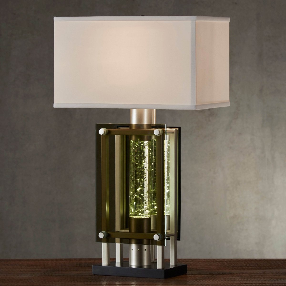 Modern Silver Finish Metal Table Lamp With Mood Light - Sleep Galleria