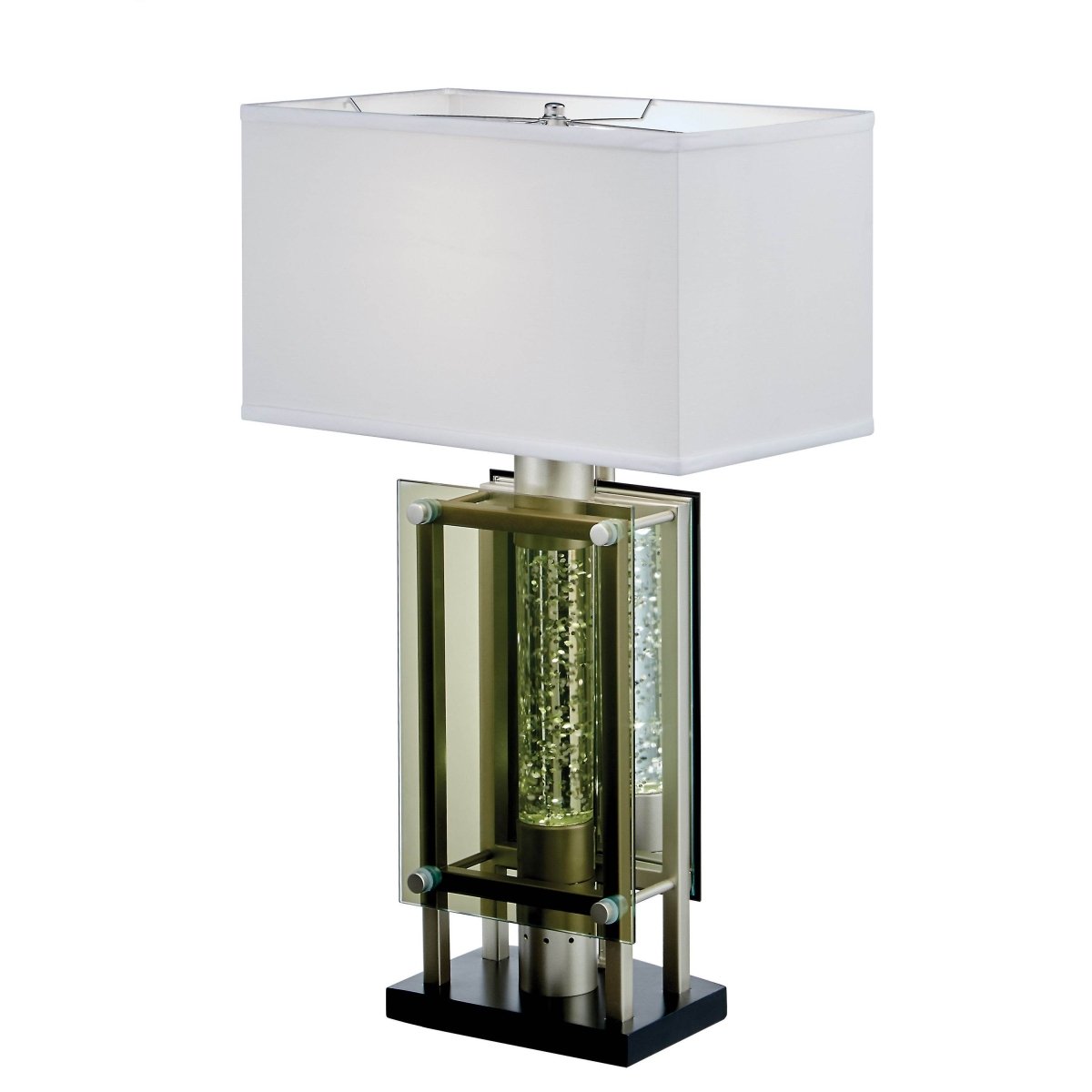 Modern Silver Finish Metal Table Lamp With Mood Light - Sleep Galleria