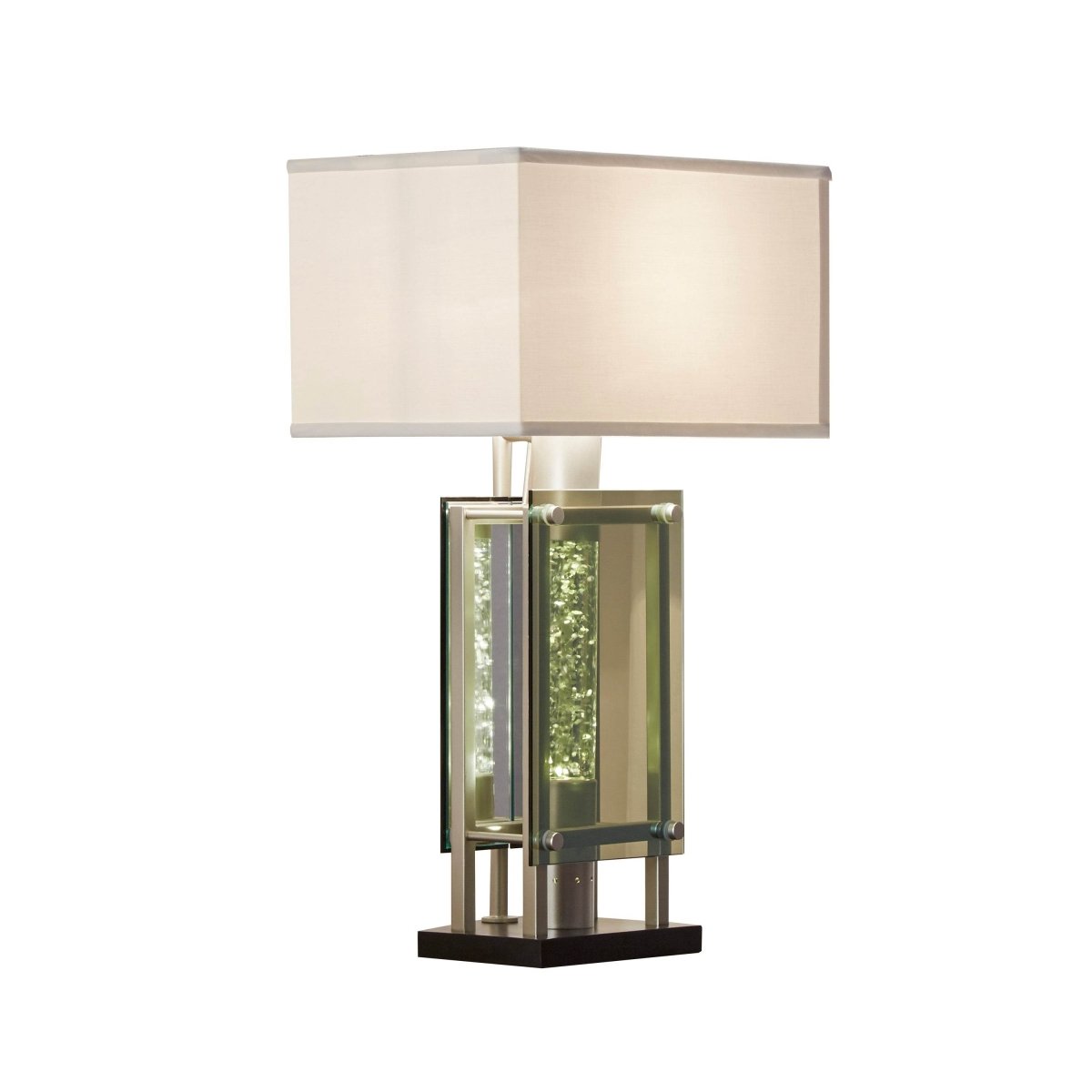 Modern Silver Finish Metal Table Lamp With Mood Light - Sleep Galleria