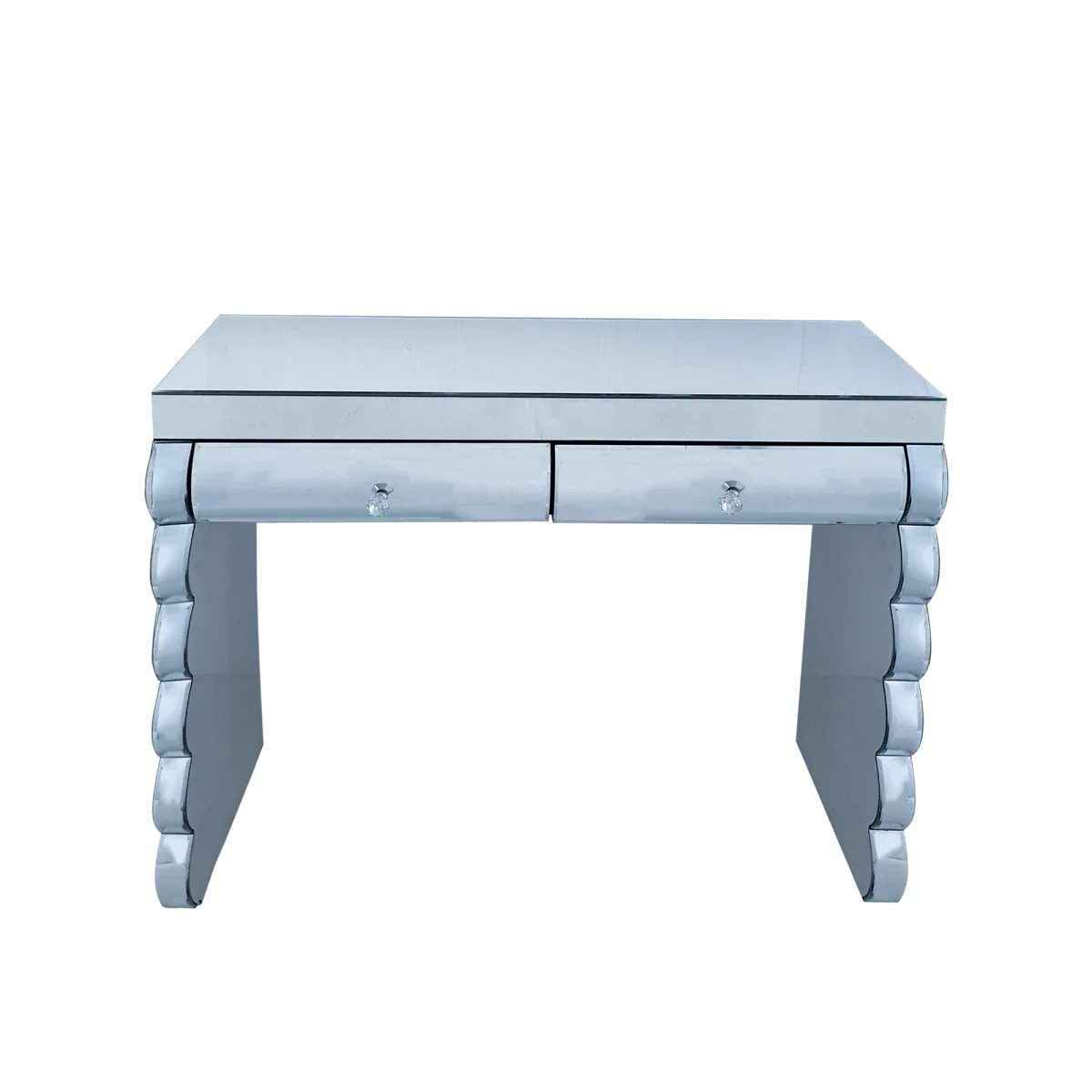 Modern Silver Mirror Console Table With 2 Drawers - Omega Lifestyles