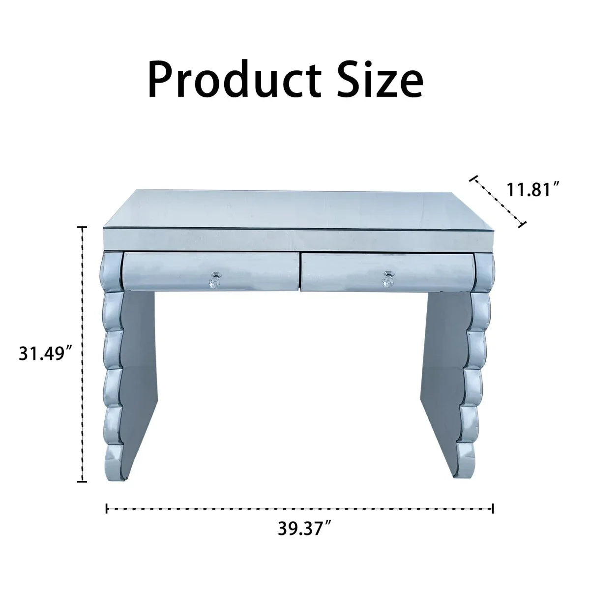 Modern Silver Mirror Console Table With 2 Drawers - Omega Lifestyles