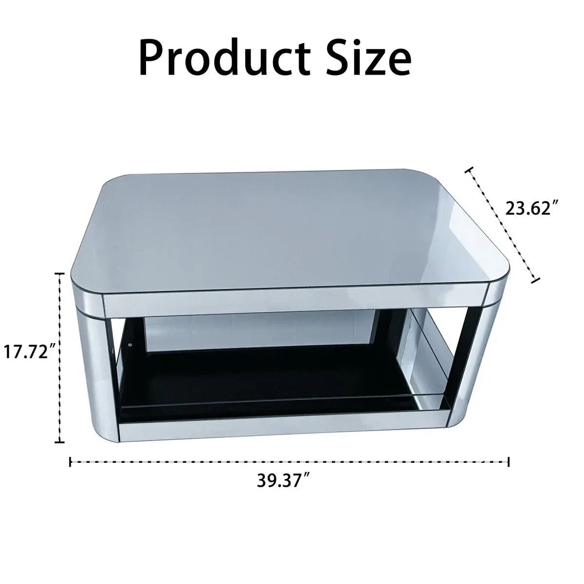 Modern Silver Mirrored MDF Glass Coffee Table With Storage - Omega Lifestyles