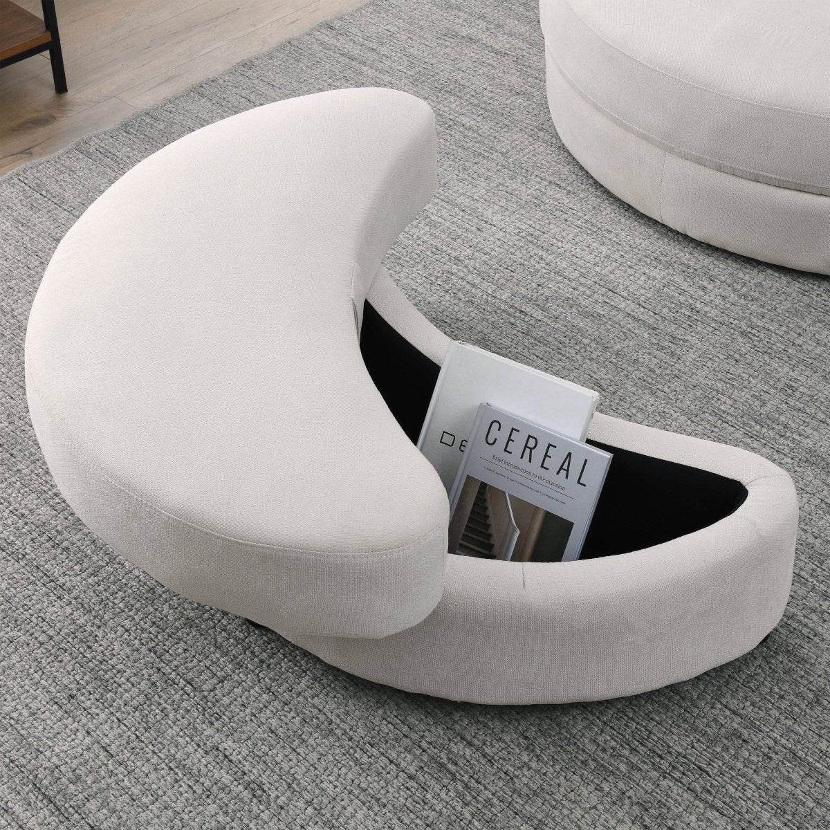Modern Swivel Fabric Accent Chair With Storage Ottoman - Sleep Galleria