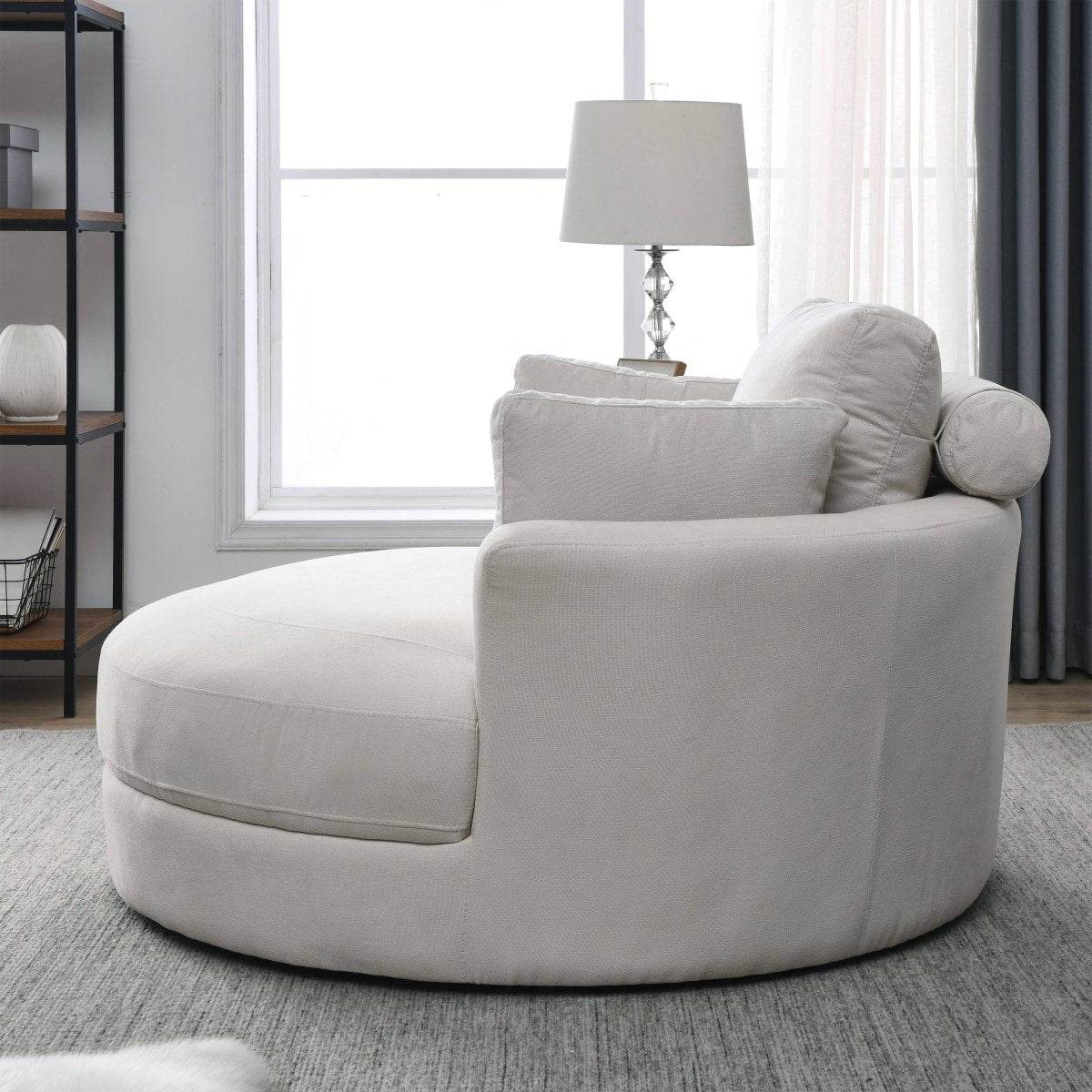 Modern Swivel Fabric Accent Chair With Storage Ottoman - Sleep Galleria
