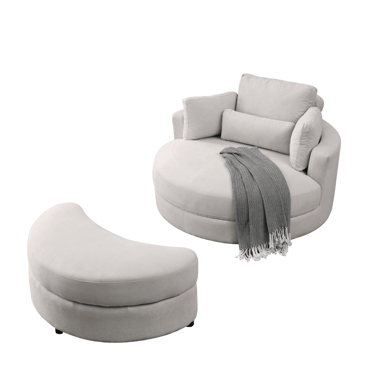 Modern Swivel Fabric Accent Chair With Storage Ottoman - Sleep Galleria