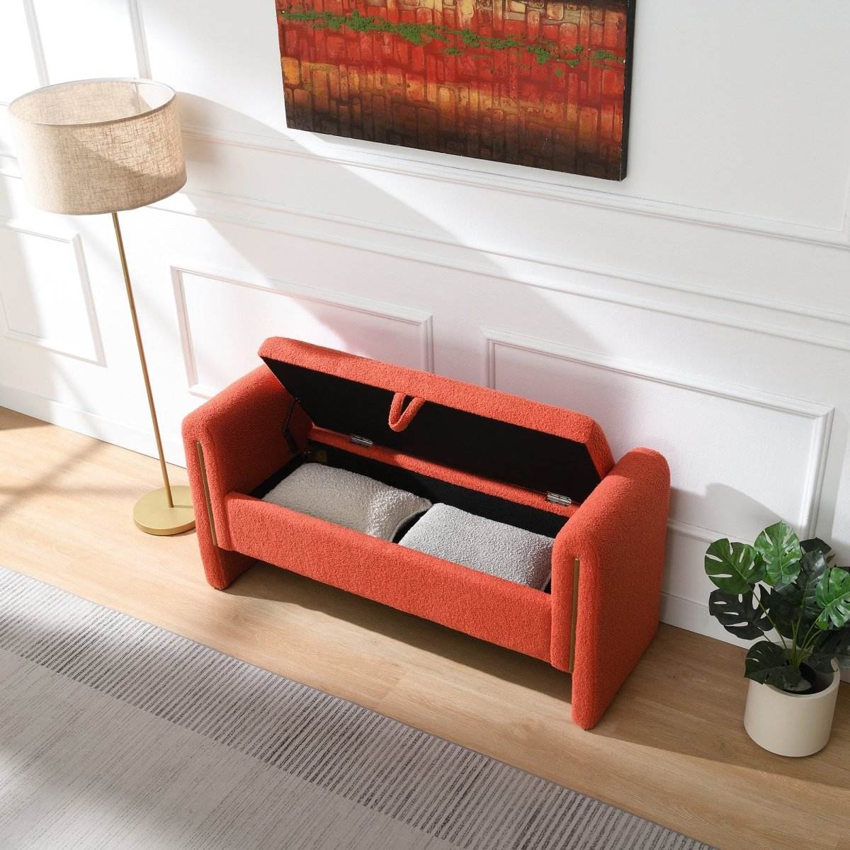Modern Teddy Fabric Upholstered Storage Bench Seat - Sleep Galleria