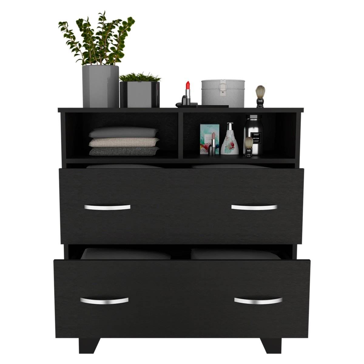 Modern Two Drawer Dresser With Shelves And Superior Top - Sleep Galleria
