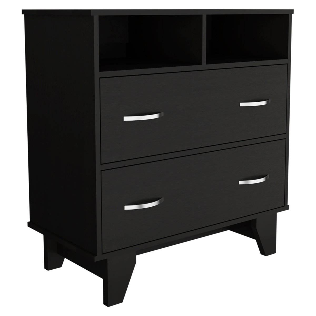 Modern Two Drawer Dresser With Shelves And Superior Top - Sleep Galleria