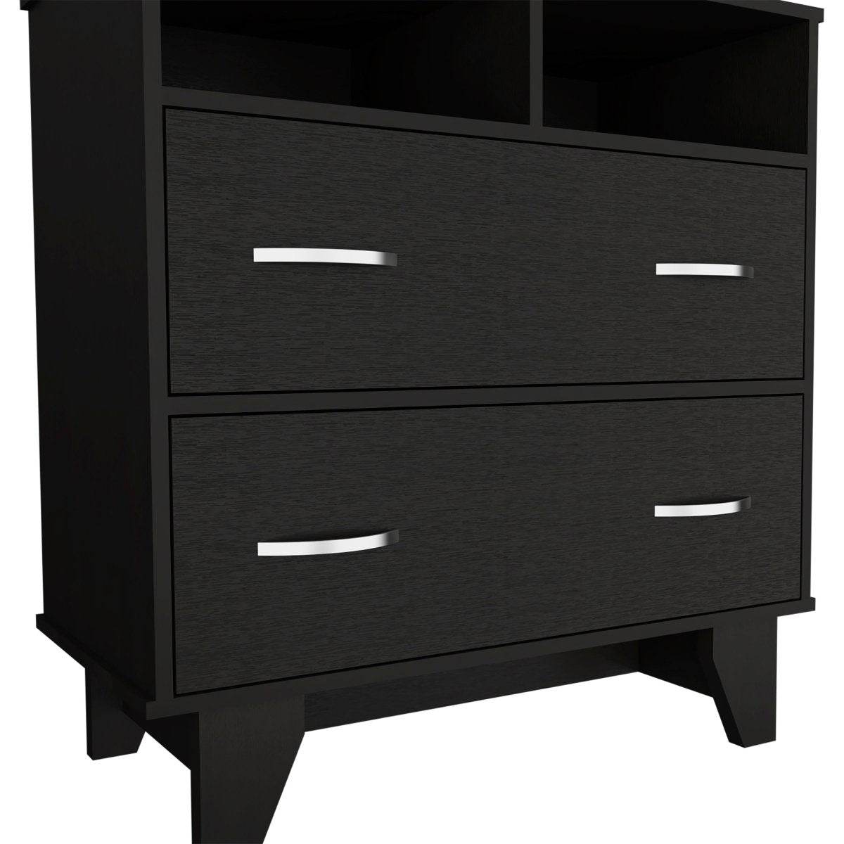 Modern Two Drawer Dresser With Shelves And Superior Top - Sleep Galleria