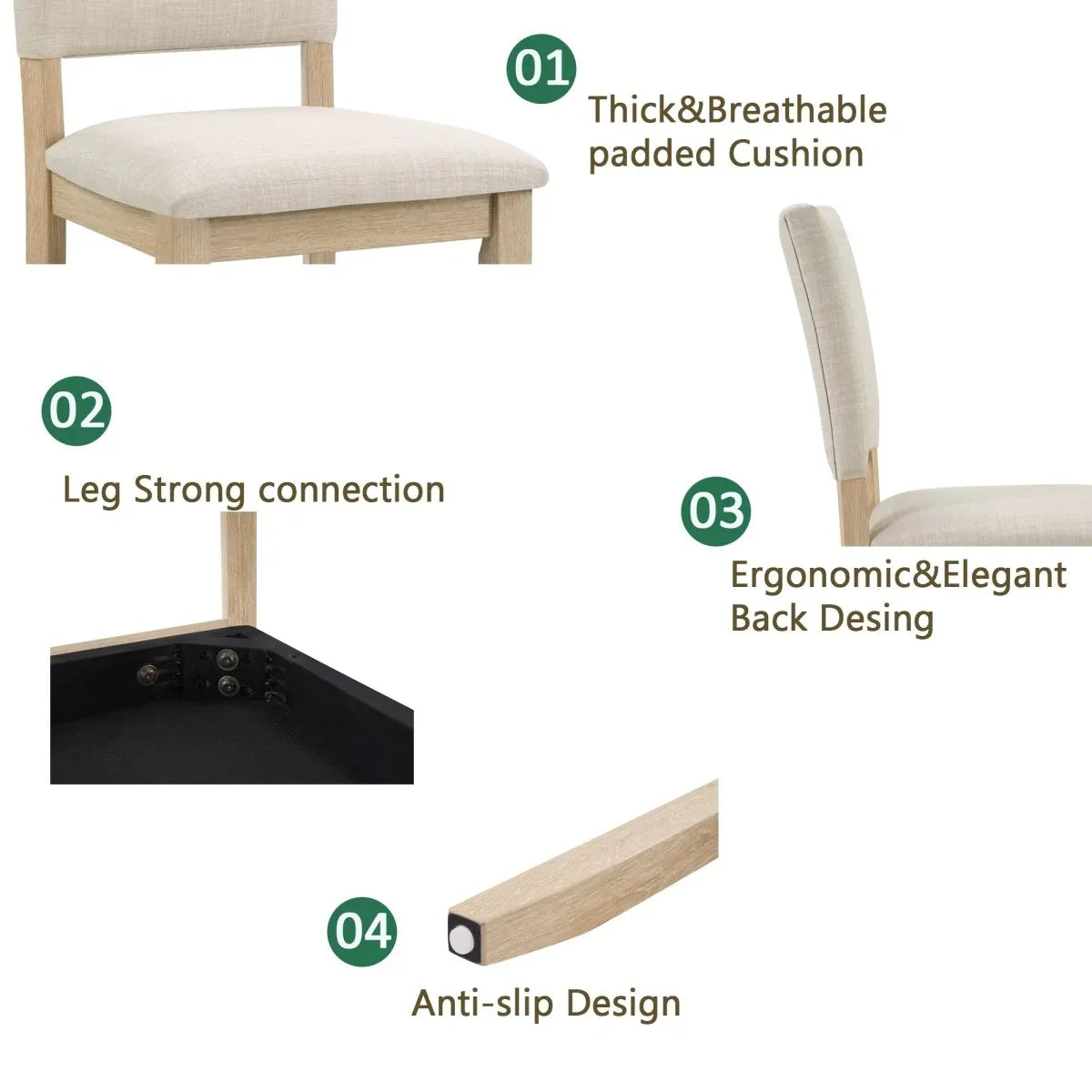 Modern Wooden 6-Piece Dining Table Set With Upholstered Chairs - Omega Lifestyles