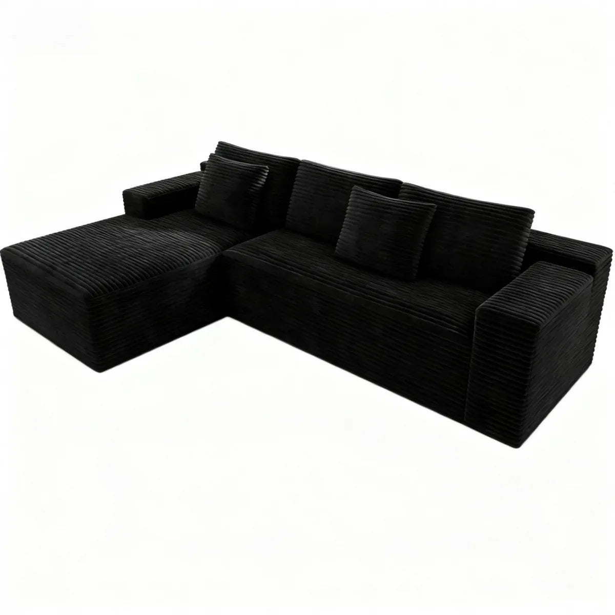 Modular 2-Piece Plush Corduroy Sectional Sofa - Omega Lifestyles