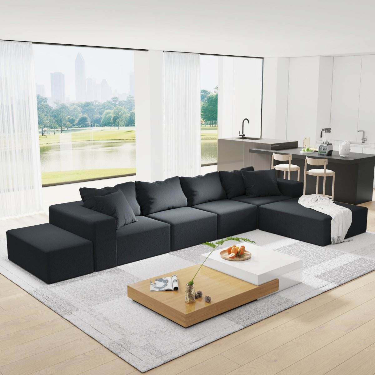 Modular Chenille Upholstered 6-Seat Sectional Sofa Set - Sleep Galleria