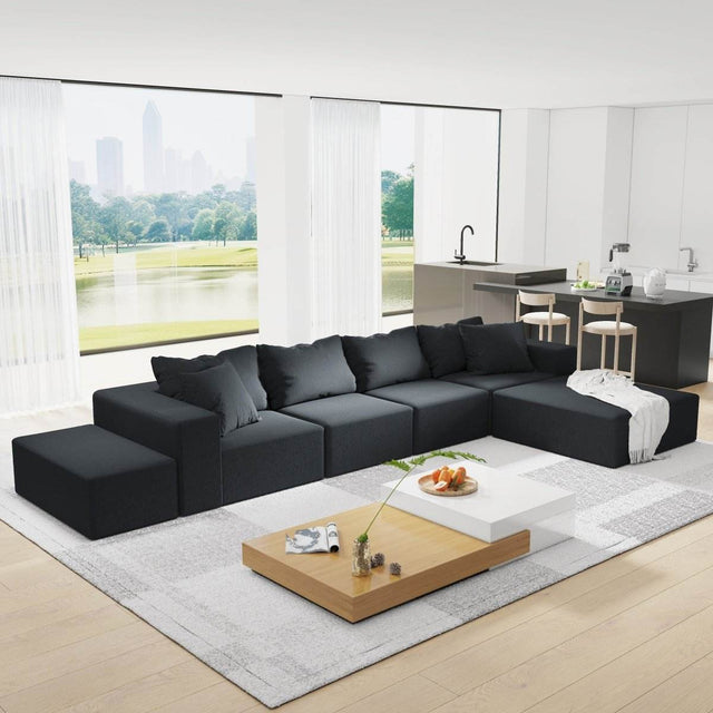 Modular Chenille Upholstered 6-Seat Sectional Sofa Set - Omega Lifestyles