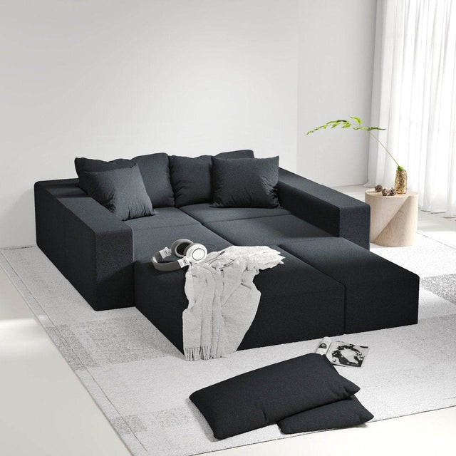Modular Chenille Upholstered 6-Seat Sectional Sofa Set - Omega Lifestyles