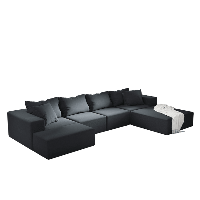 Modular Chenille Upholstered 6-Seat Sectional Sofa Set - Omega Lifestyles
