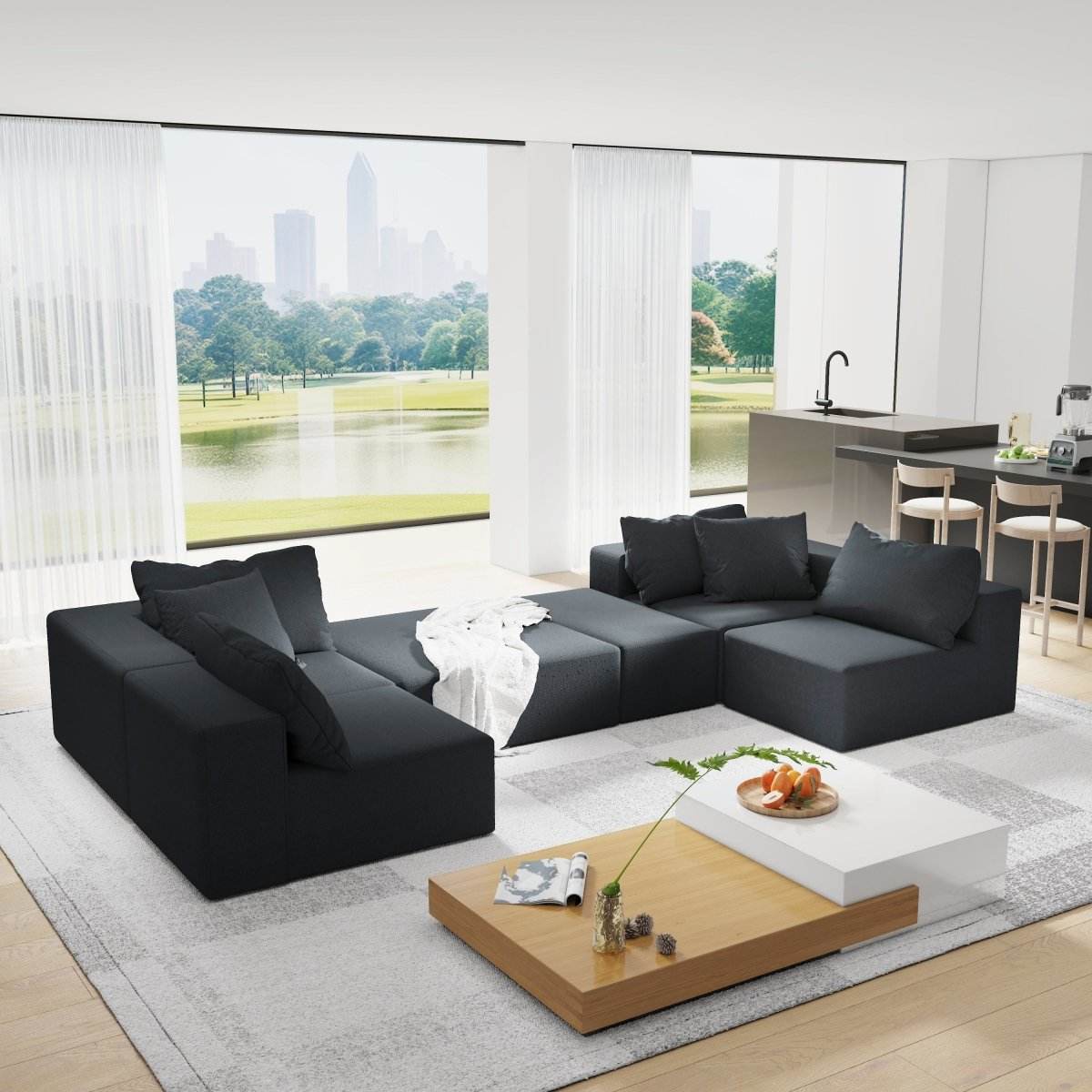 Modular Chenille Upholstered 6-Seat Sectional Sofa Set - Sleep Galleria