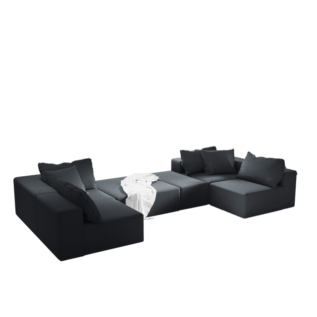 Modular Chenille Upholstered 6-Seat Sectional Sofa Set - Omega Lifestyles