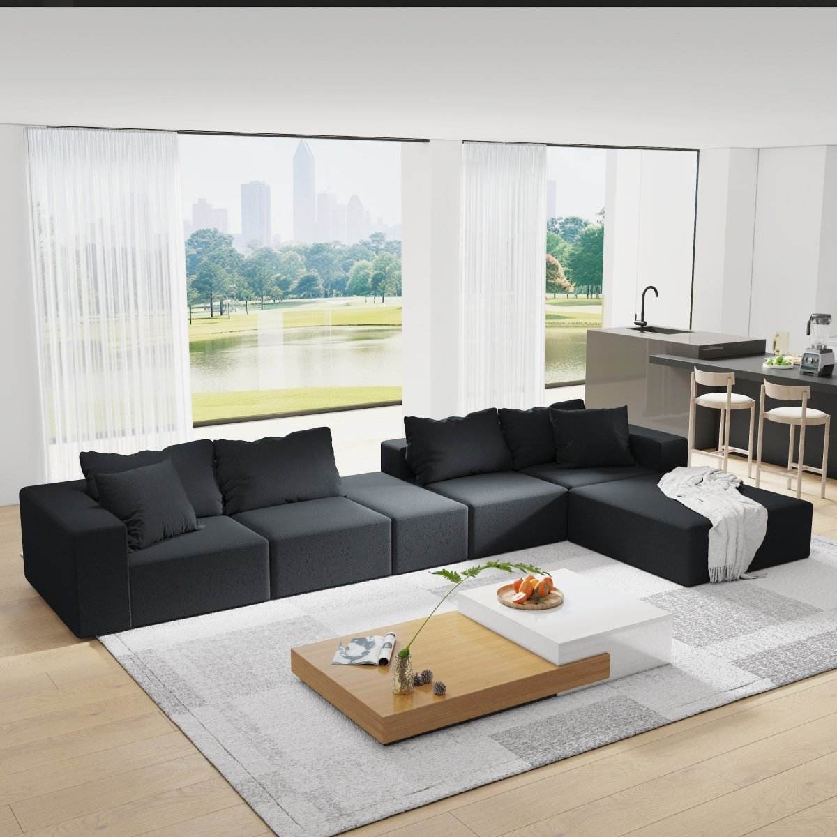 Modular Chenille Upholstered 6-Seat Sectional Sofa Set - Sleep Galleria