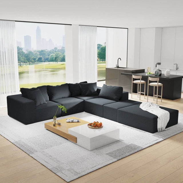 Modular Chenille Upholstered 6-Seat Sectional Sofa Set - Omega Lifestyles