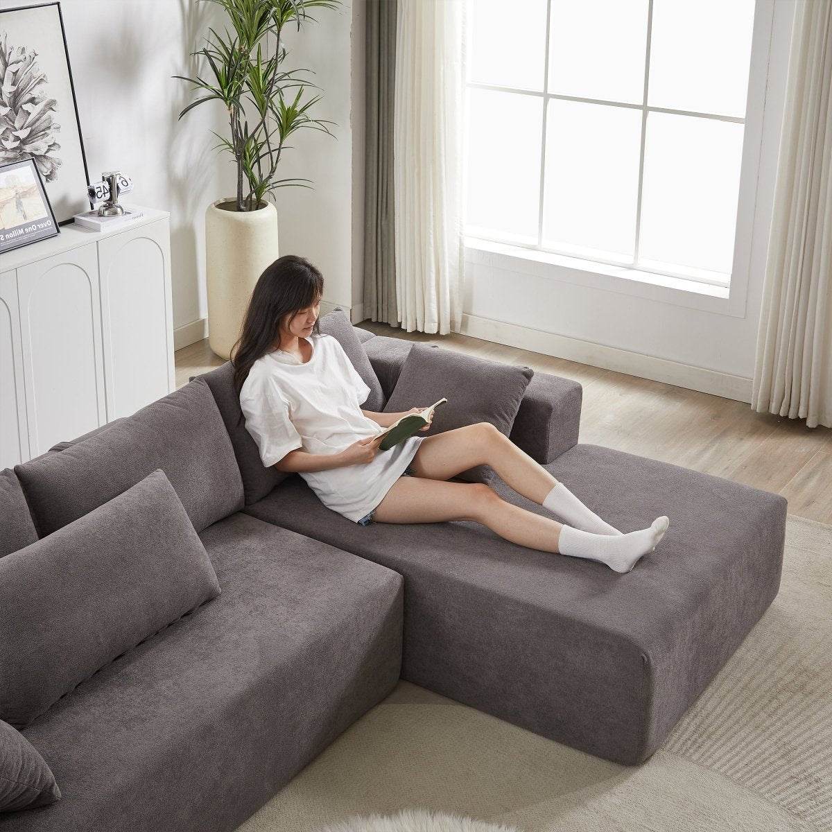 Modular Chenille Upholstered Convertible Sectional Sofa Set - Sleep Galleria