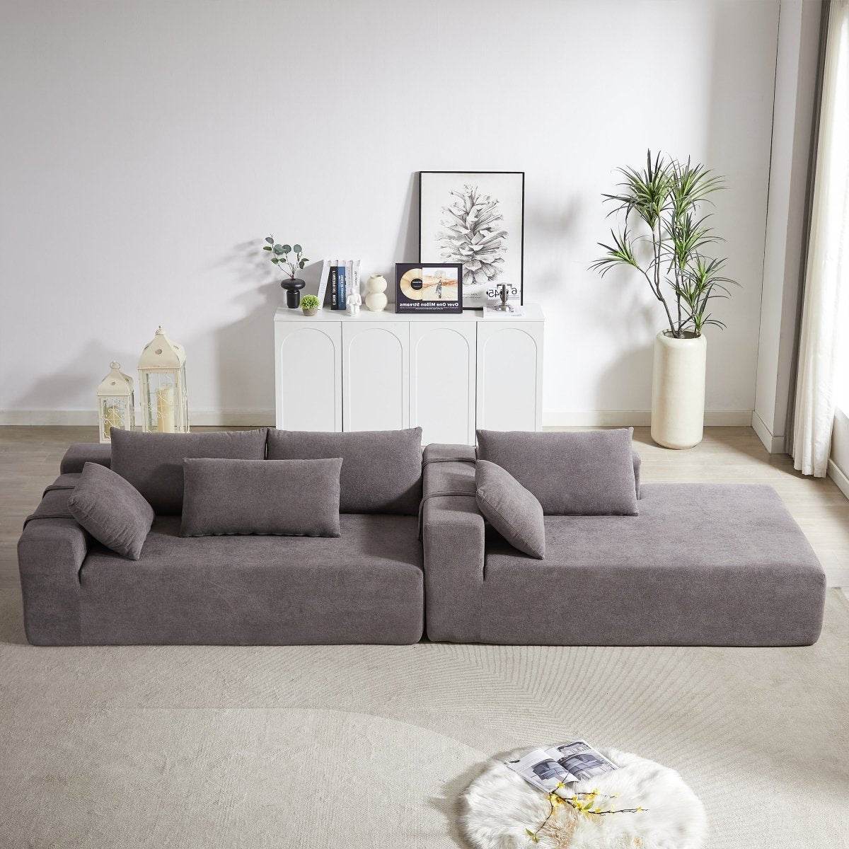 Modular Chenille Upholstered Convertible Sectional Sofa Set - Sleep Galleria