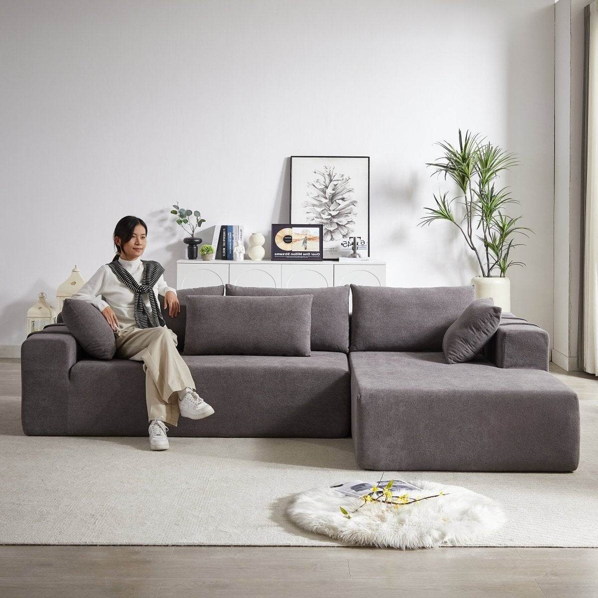 Modular Chenille Upholstered Convertible Sectional Sofa Set - Sleep Galleria