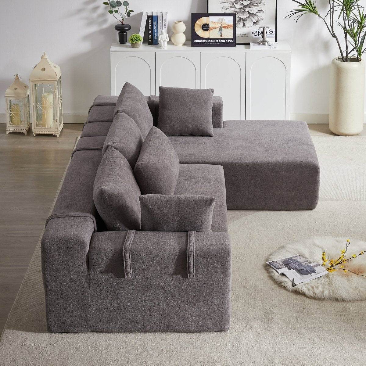 Modular Chenille Upholstered Convertible Sectional Sofa Set - Sleep Galleria