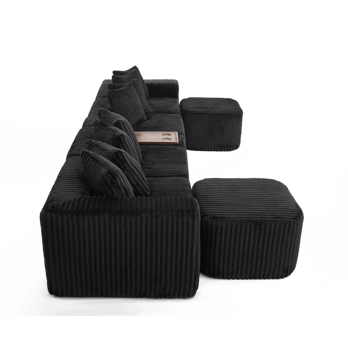 Modular U-Shaped 6-Seat Corduroy Sofa With Console - Omega Lifestyles