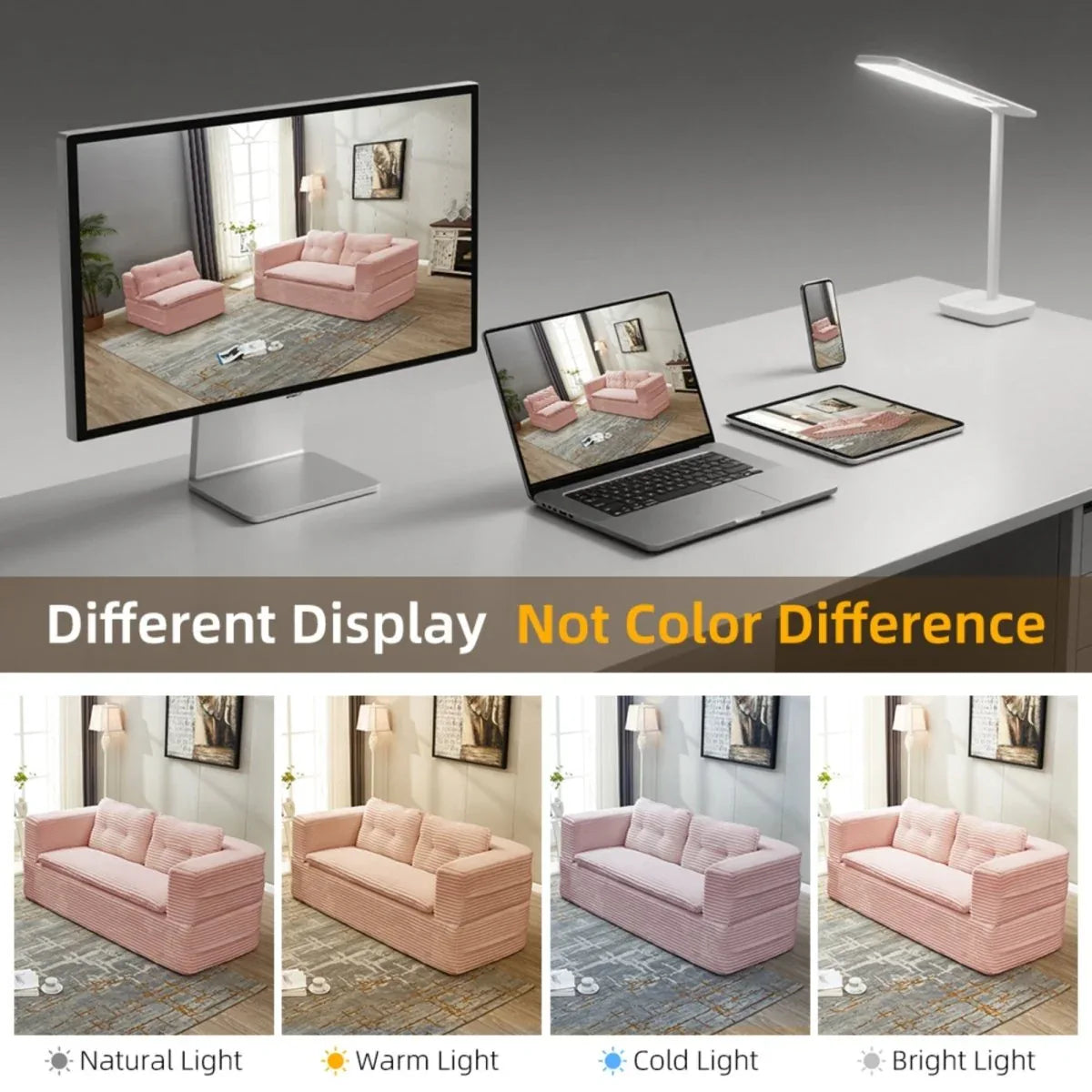 Multi Functional Plush Corduroy Sectional Sofa Bed - Omega Lifestyles