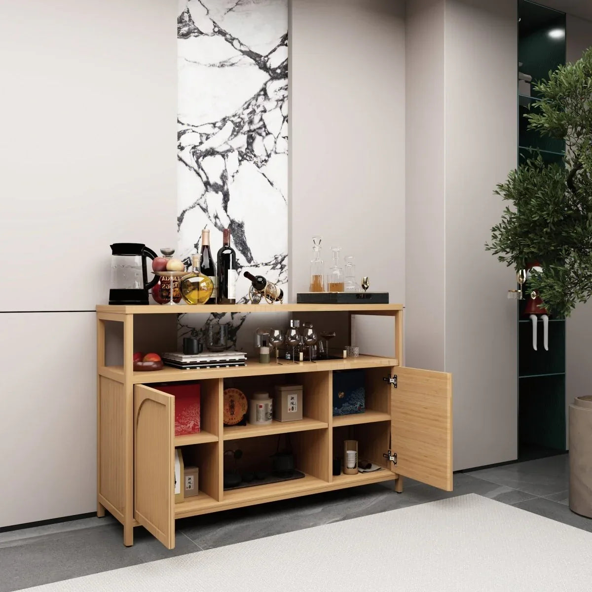 Natural Bamboo Bathroom Storage Sideboard Cabinet - Omega Lifestyles