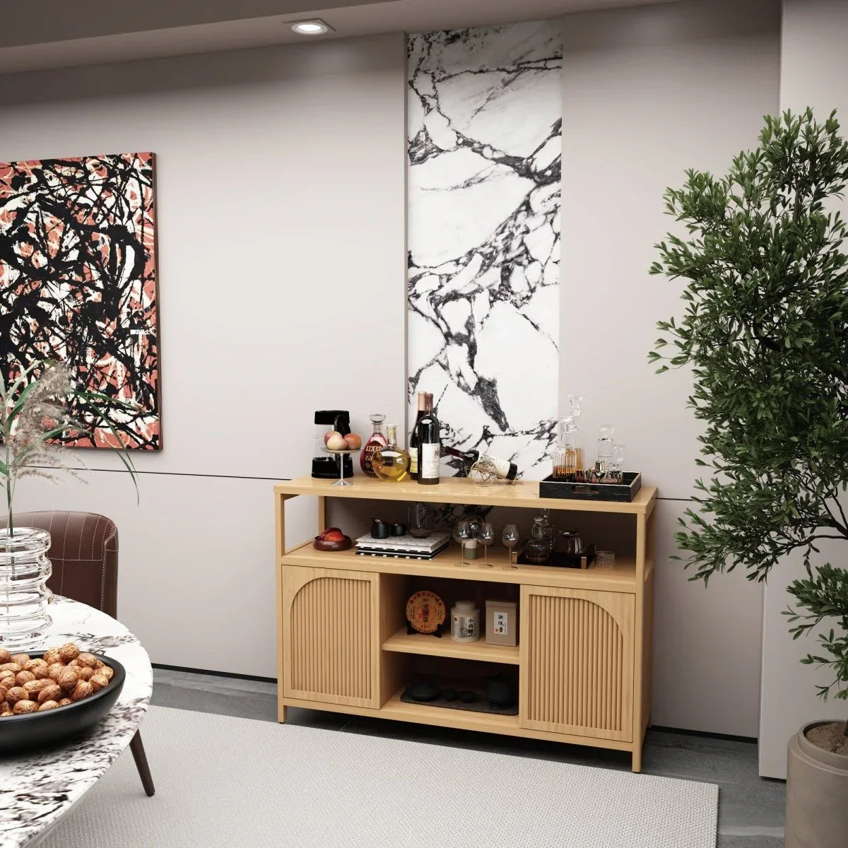 Natural Bamboo Bathroom Storage Sideboard Cabinet - Omega Lifestyles