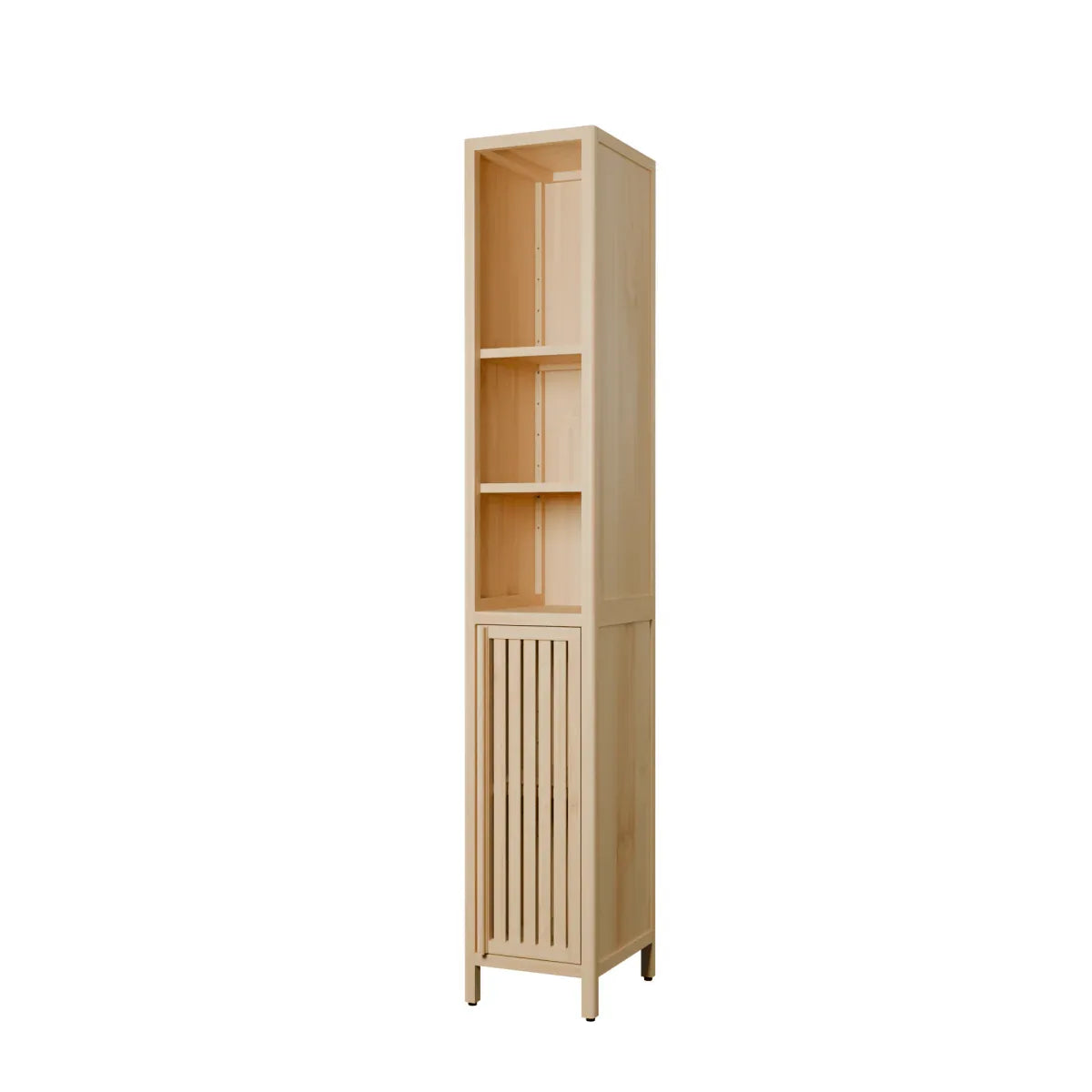 Natural Bamboo Tall Storage Cabinet With Shelves - Omega Lifestyles
