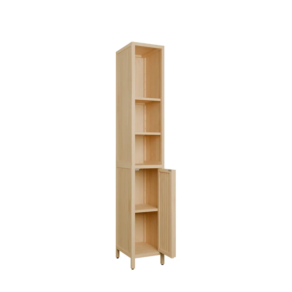Natural Bamboo Tall Storage Cabinet With Shelves - Omega Lifestyles