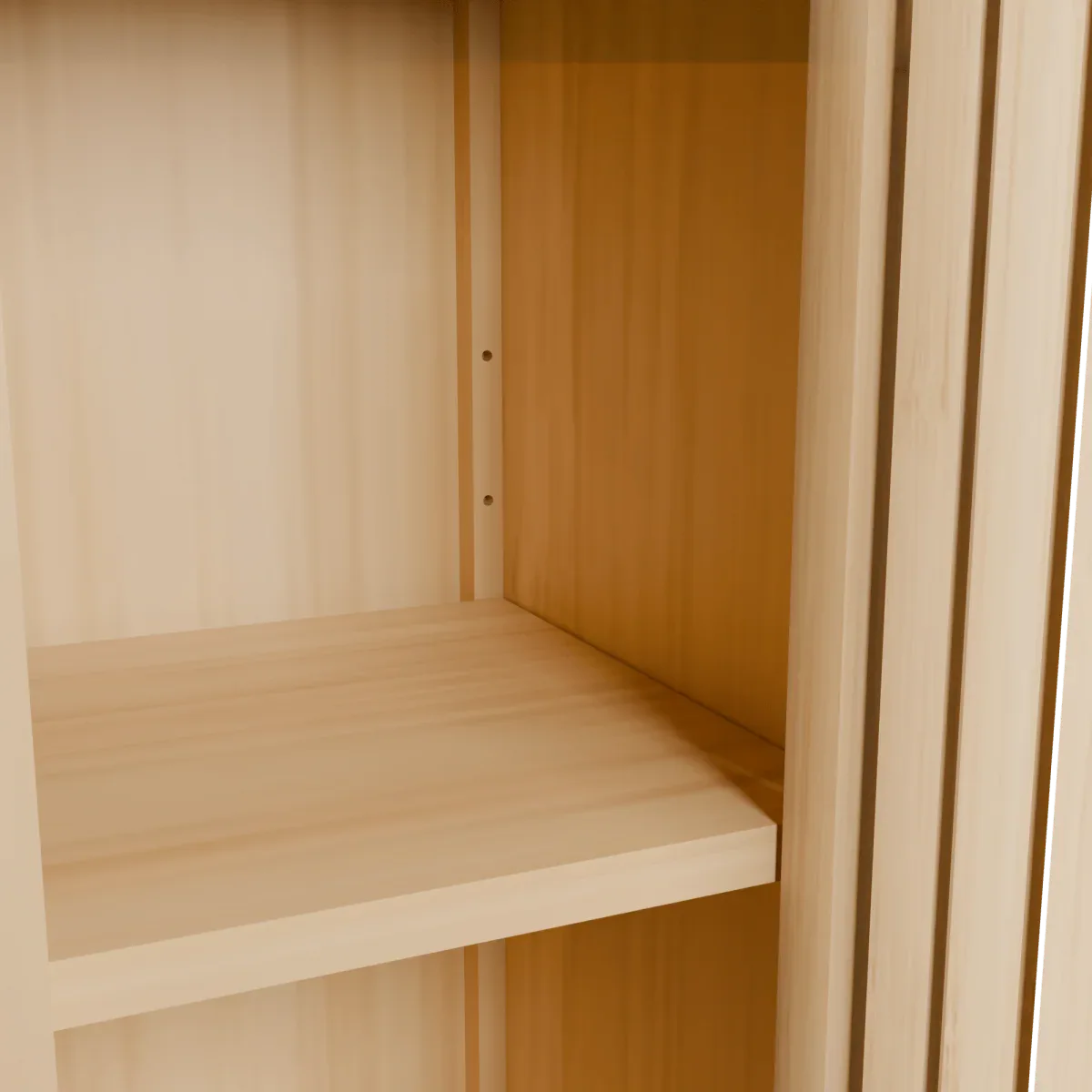 Natural Bamboo Tall Storage Cabinet With Shelves - Omega Lifestyles