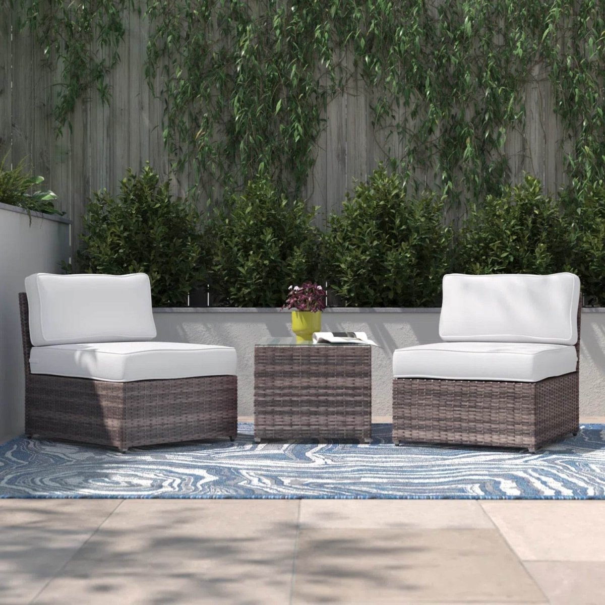 Outdoor Rattan Wicker 2 - Person Seating Set With Cushions - Serenova - Omega Lifestyles