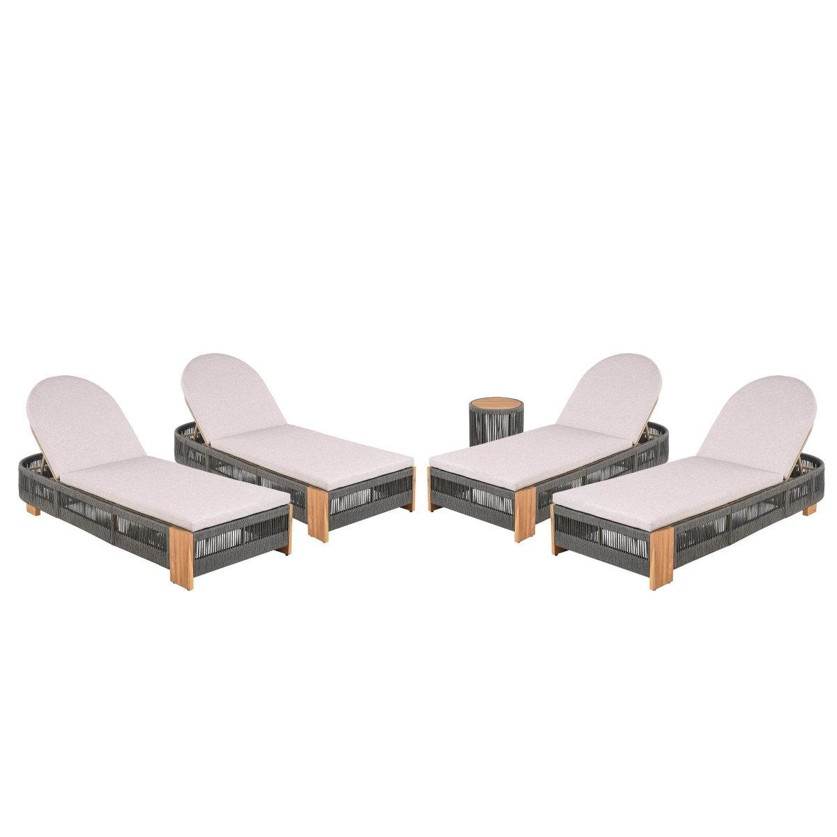Outdoor Rope Chaise Lounge Set With Side Table - Omega Lifestyles