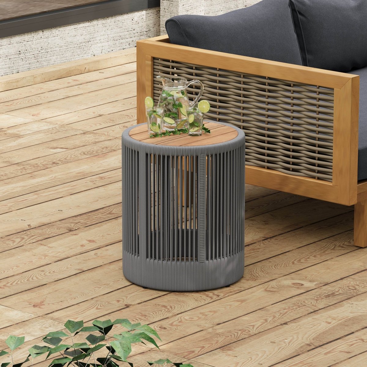 Outdoor Rope Chaise Lounge Set With Side Table - Omega Lifestyles