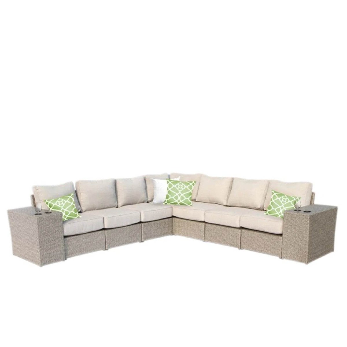 Outdoor Wicker 9 - Piece Modular Sectional Sofa Set - Serenova - Omega Lifestyles