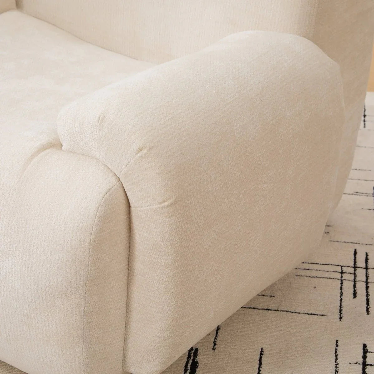 Oversized Chenille Foam Filled Beige Armchair - Omega Lifestyles