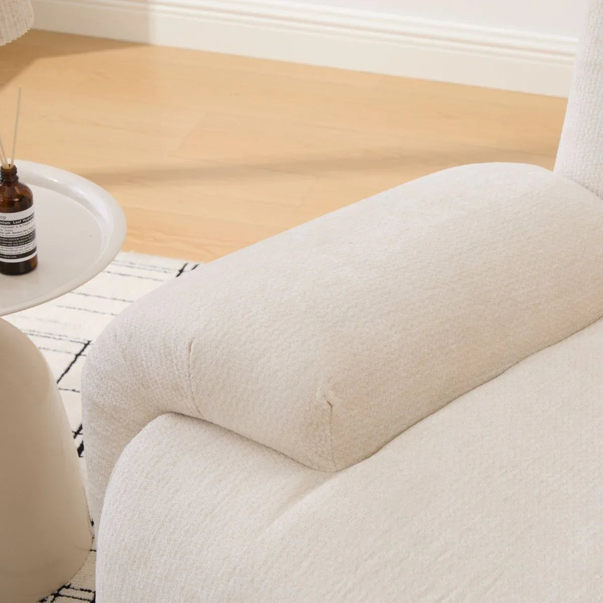 Oversized Chenille Foam Filled Beige Armchair - Omega Lifestyles